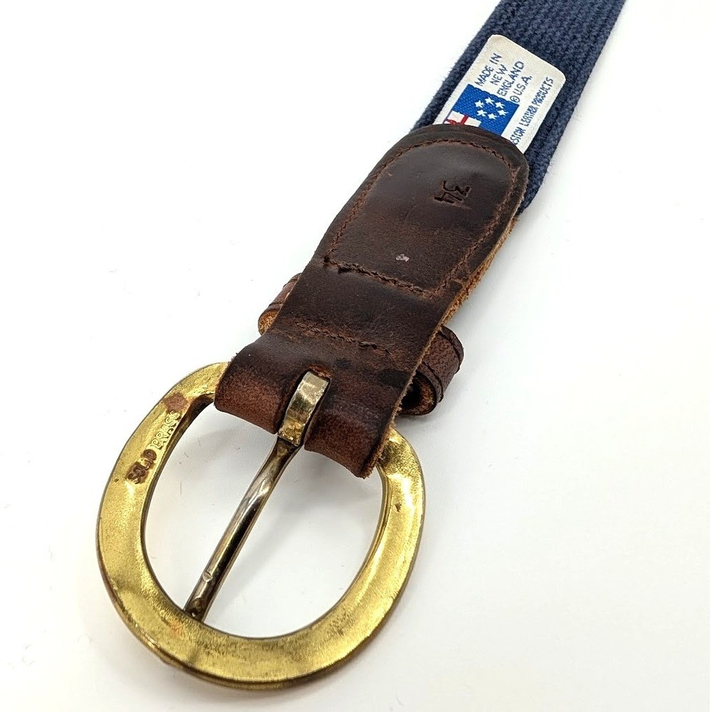 Preston Leather Products Mens Duck Goose Embroidered Belt Navy Blue Brass 34 - Picture 6 of 8